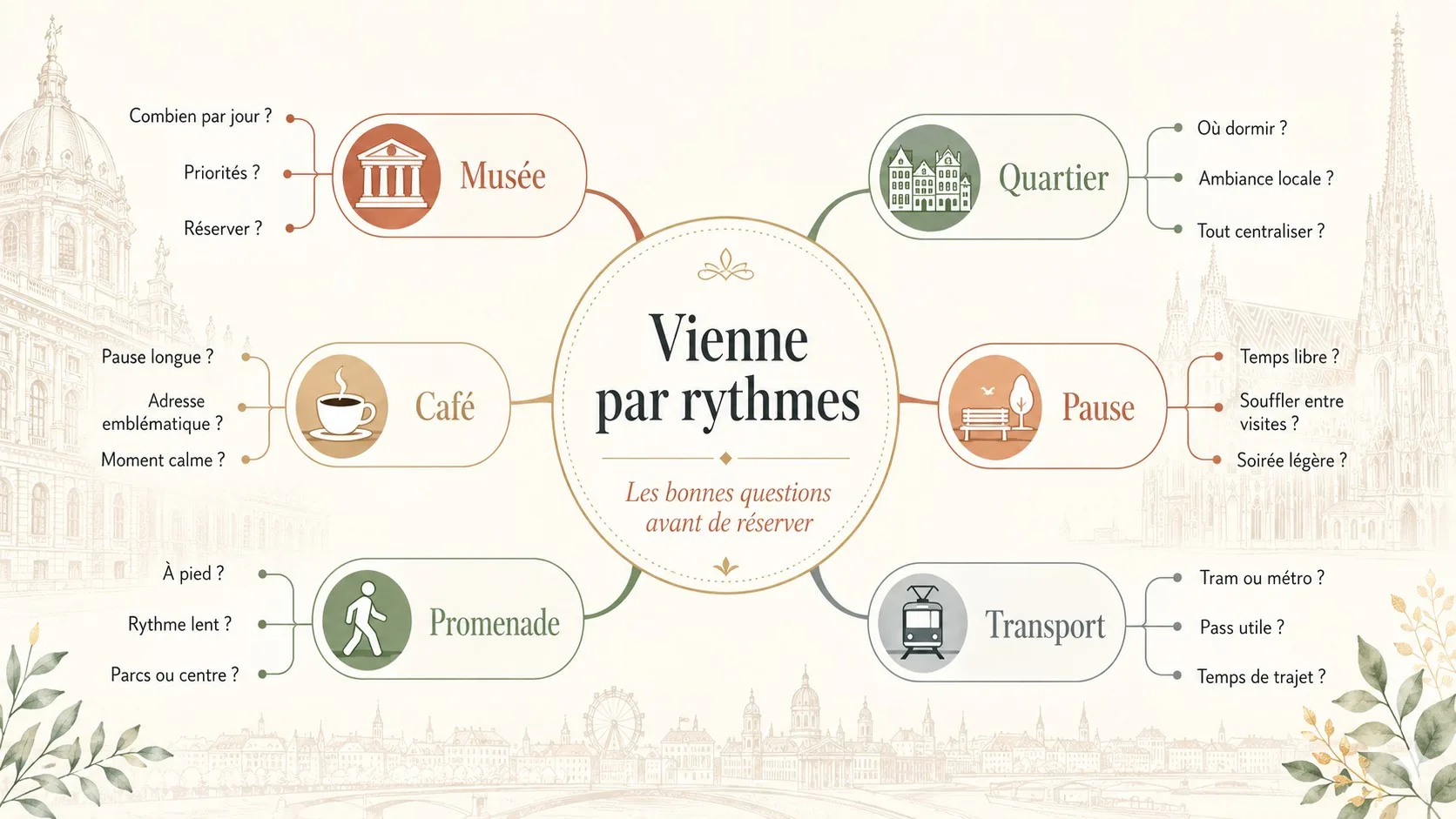 Infographie de préparation pour équilibrer un séjour à Vienne