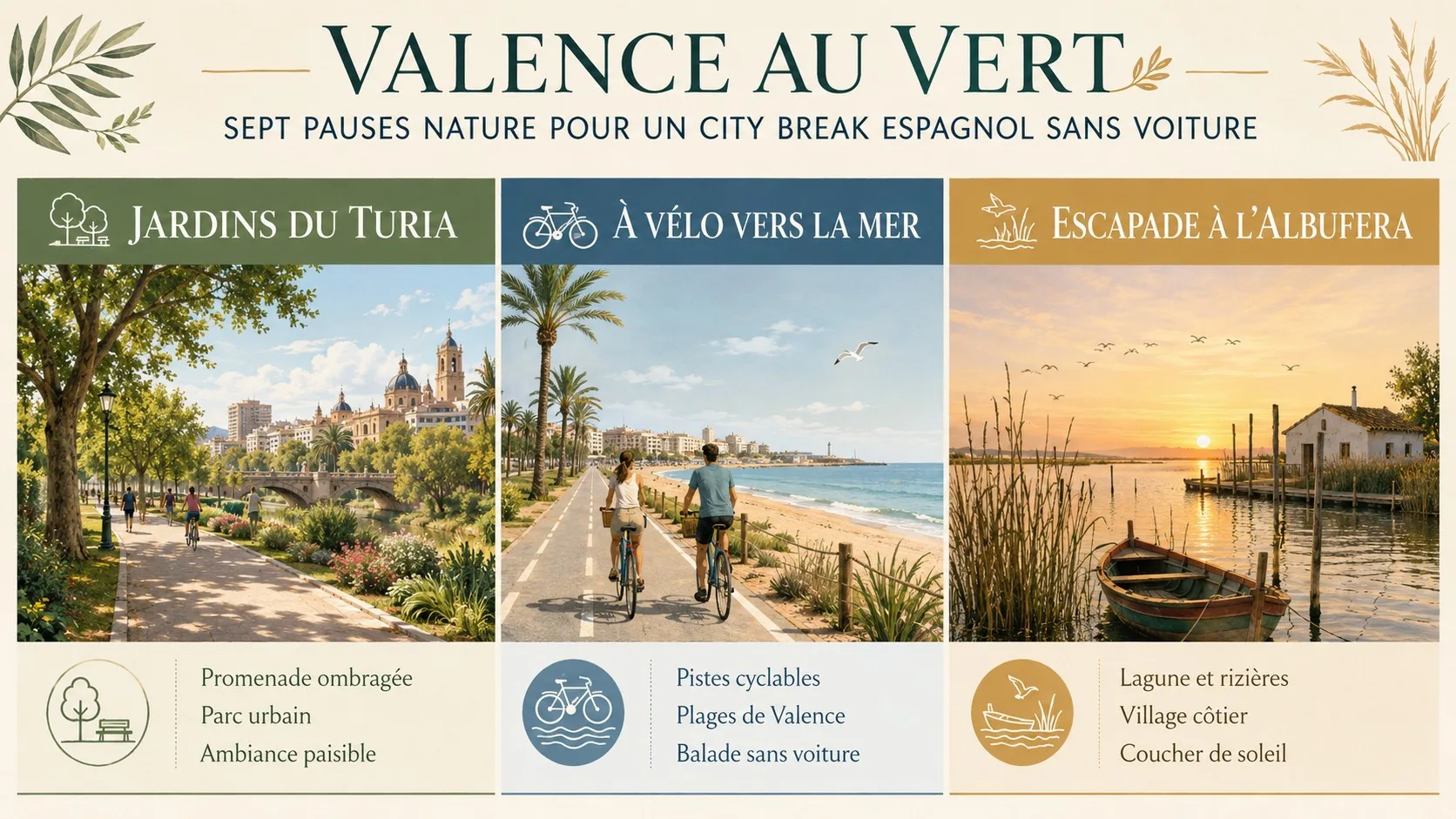 Infographie des rythmes possibles pour un city break nature à Valence