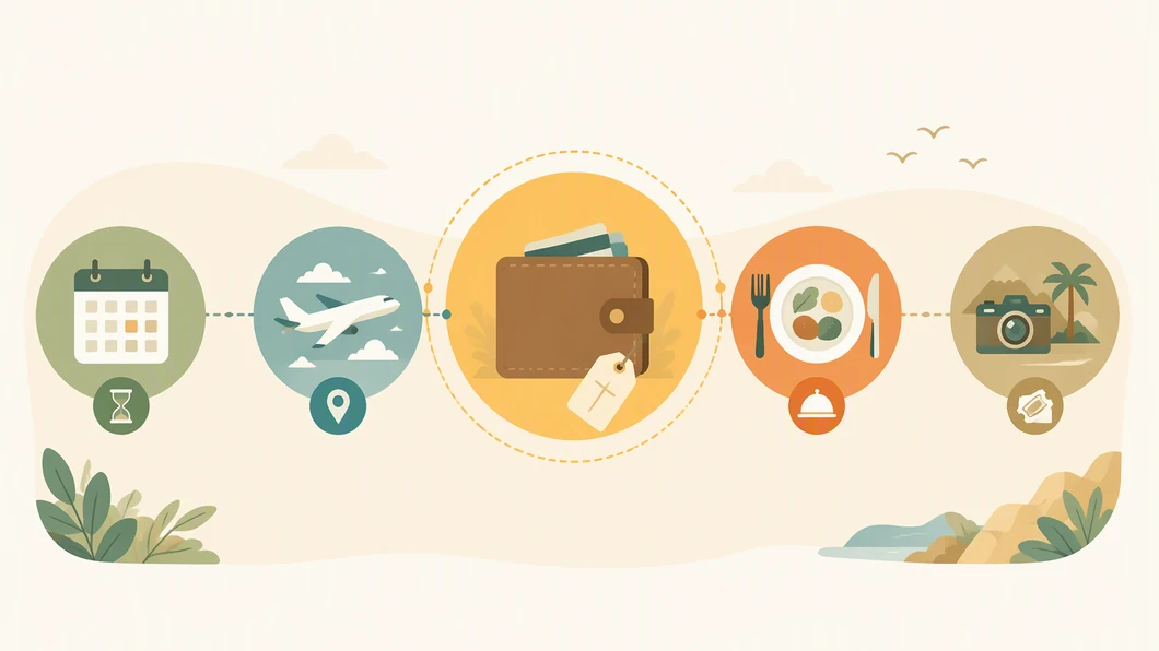 Infographie illustrant les cinq arbitrages d’un budget de vacances en famille.
