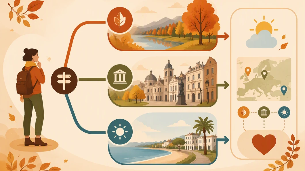 Infographie présentant trois critères pour choisir une destination d’automne