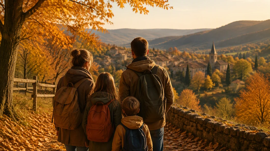 Famille préparant son choix de destination pour les vacances d’automne